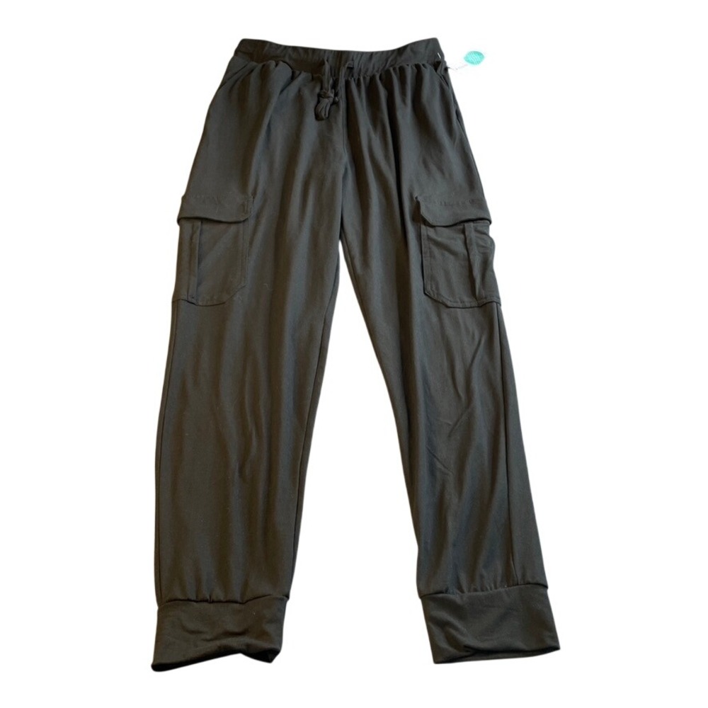 BBJ Los Angeles Maddie Utility Cargo Joggers Black Soft Knit Pants Womens Sz Med